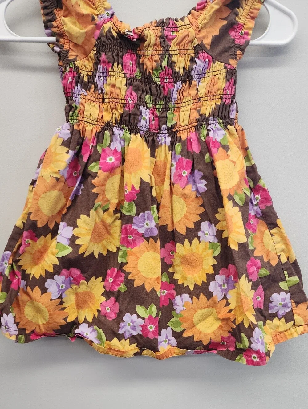 Gymboree Vintage 2011 Sunflower Floral Smocked Dress Girls Size 3